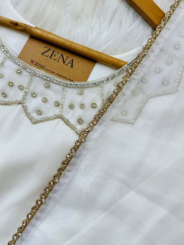 Roman Silk Handwork Kurti Set