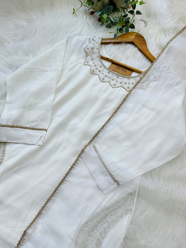 Roman Silk Handwork Kurti Set