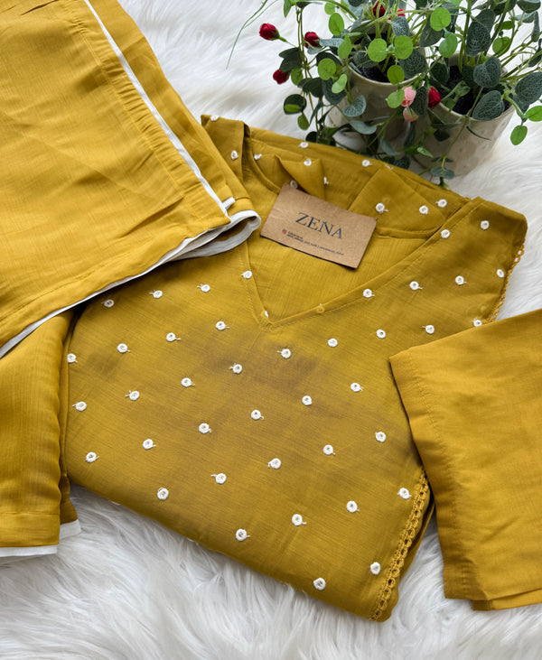 ✨ Mul Chanderi Thread Work A-Line Kurti Set ✨