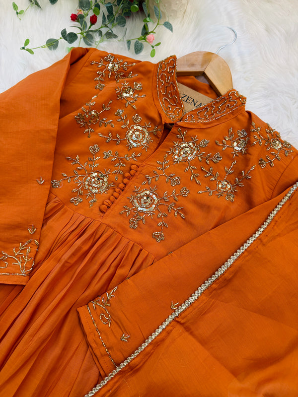 ✨ Glass Chanderi Handwork Anarkali Set ✨