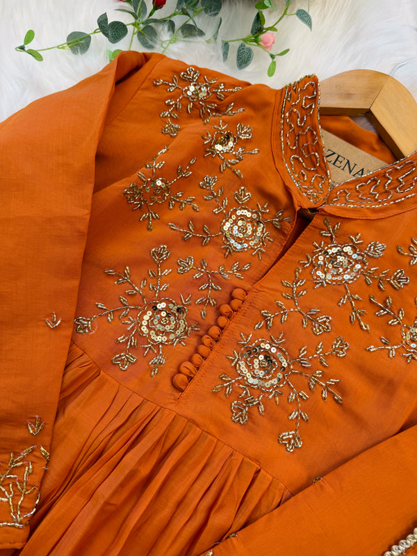 ✨ Glass Chanderi Handwork Anarkali Set ✨