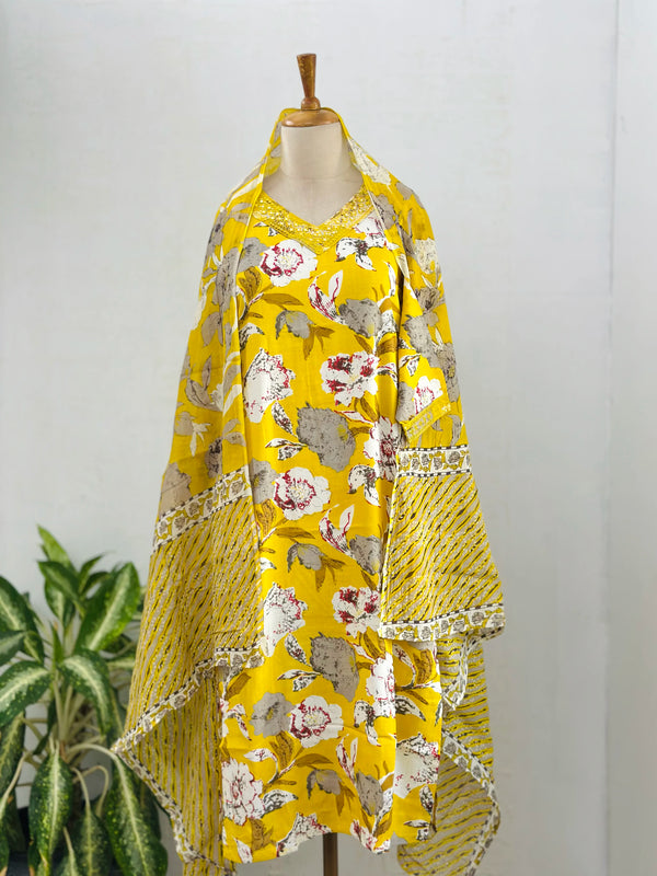 Pure Cotton Ready-to-Wear Kurti Set – Sunshine Style, Everyday Comfort