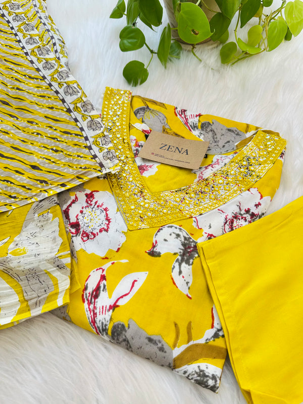 Pure Cotton Ready-to-Wear Kurti Set – Sunshine Style, Everyday Comfort