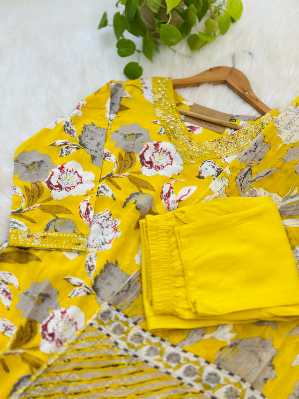 Pure Cotton Ready-to-Wear Kurti Set – Sunshine Style, Everyday Comfort