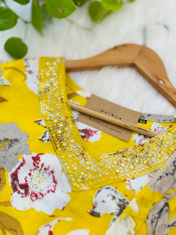 Pure Cotton Ready-to-Wear Kurti Set – Sunshine Style, Everyday Comfort