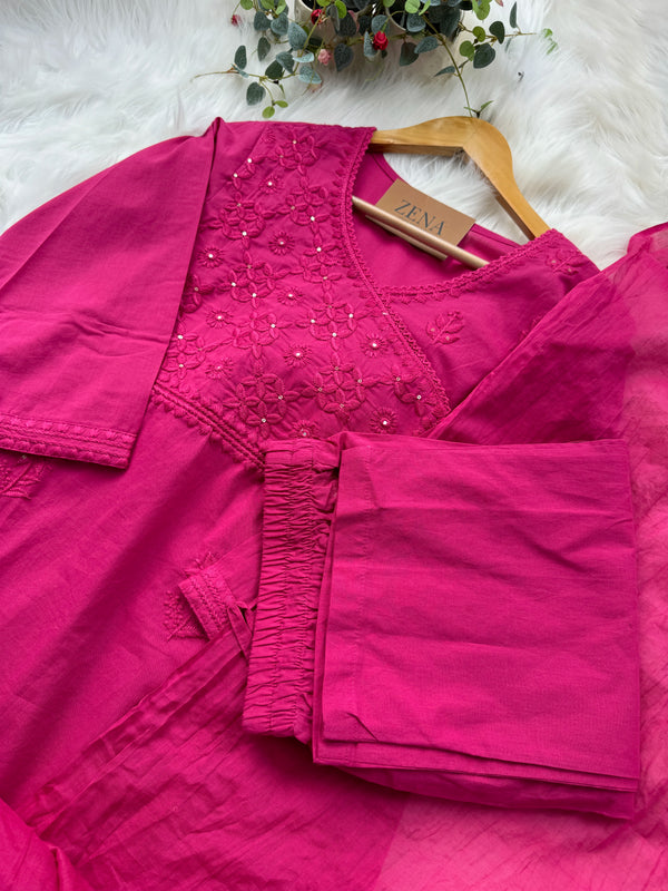 Pure Cotton Embroidered Kurti Set – Elegant Daily & Festive Wear