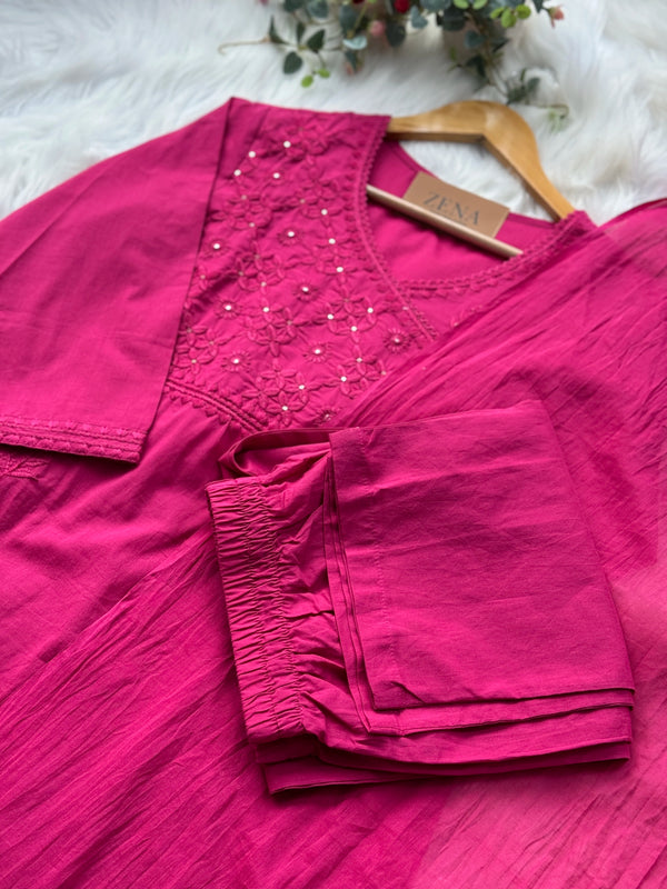 Pure Cotton Embroidered Kurti Set – Elegant Daily & Festive Wear