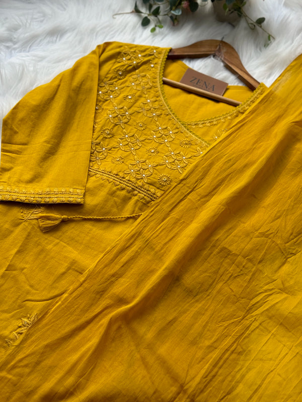 Pure Cotton Embroidered Kurti Set – Elegant Daily & Festive Wear