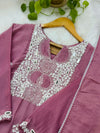 Pure Mul Chanderi Hand Work A-Line Kurti Set (Ready to Wear)