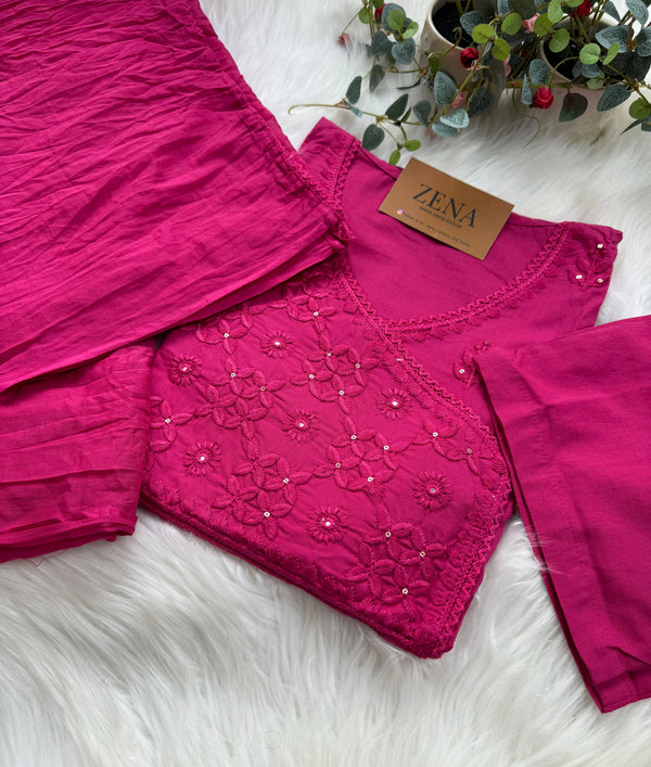 Pure Cotton Embroidered Kurti Set – Elegant Daily & Festive Wear