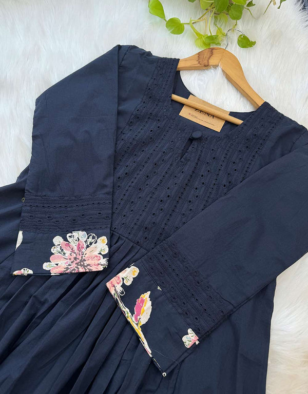 READY TO WEAR COTTON ANARKALI KURTI SET 🌿