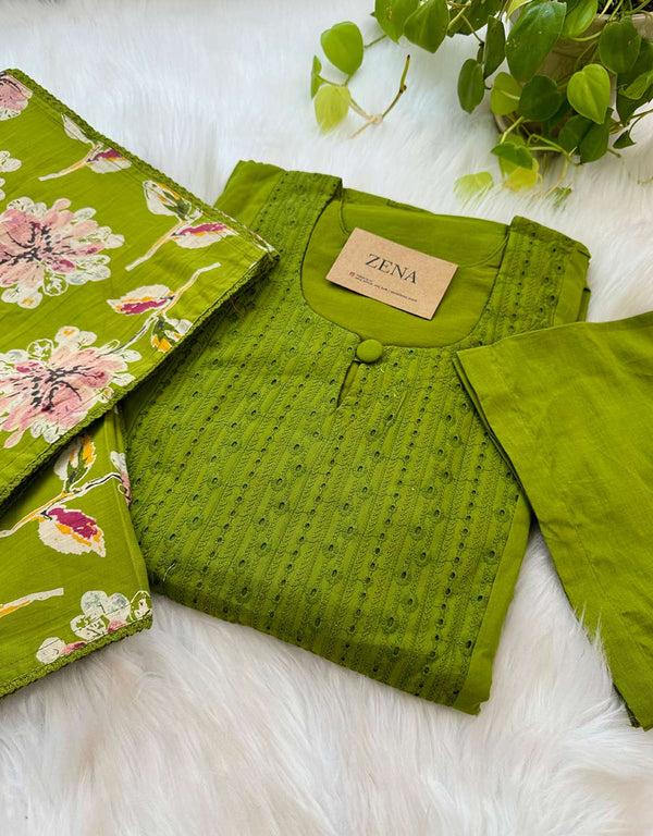 READY TO WEAR COTTON ANARKALI KURTI SET 🌿