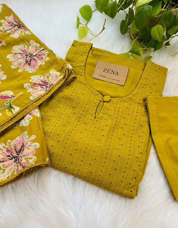 READY TO WEAR COTTON ANARKALI KURTI SET 🌿