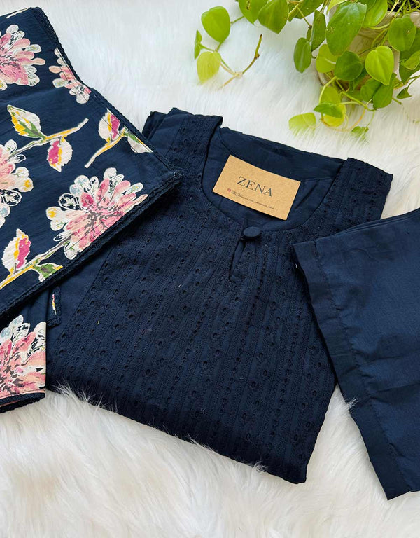 READY TO WEAR COTTON ANARKALI KURTI SET 🌿