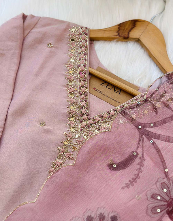 Tissue Silk Ready-to-Wear Hand Work Kurti Set β¨