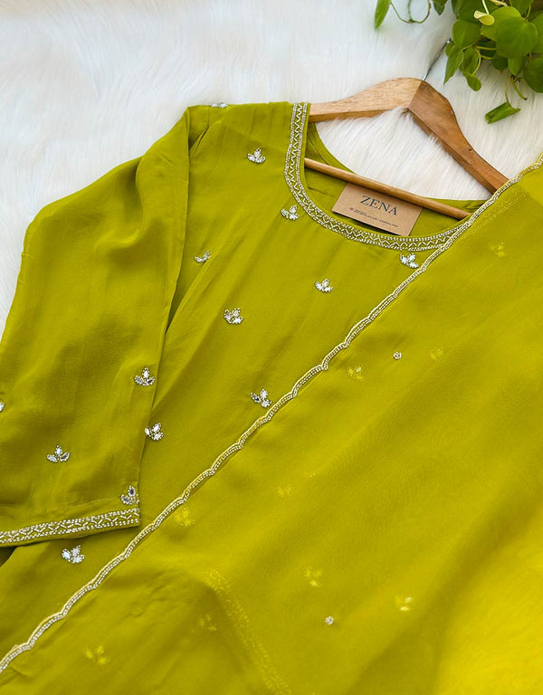 Pure Crepe Handwork Party Wear Suit 🌟