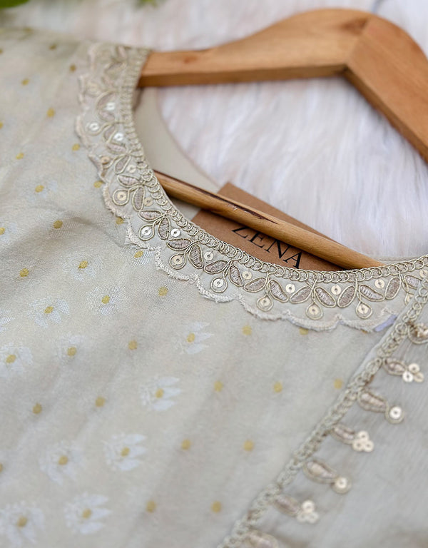 READY TO WEAR SHIMMER TISSUE SILK KURTI SET ✨