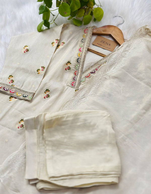 Graceful & Luxurious – READY TO WEAR TISSUE SILK KURTI SET ✨