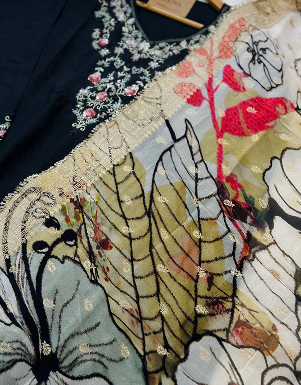 Semi-Stitched Pure Crepe Hand Work Kurti Set – Grace with a Touch of Craftsmanship ✨