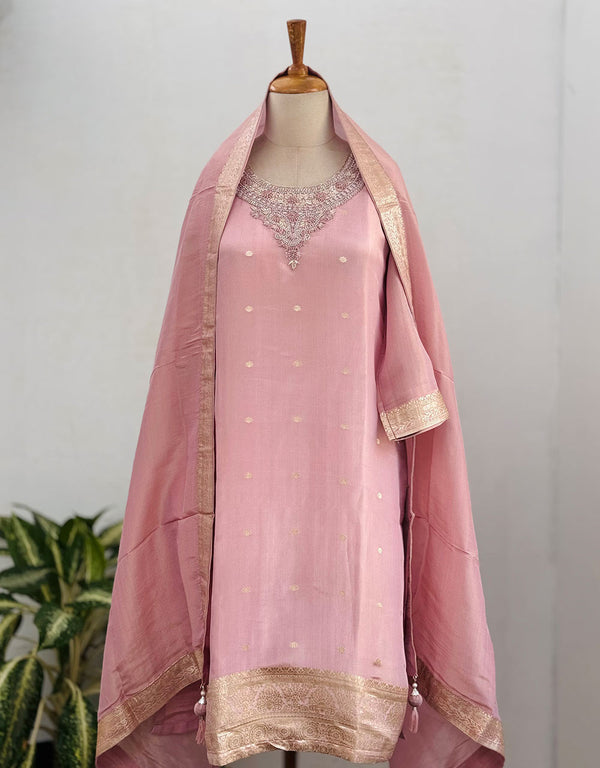 Ready to Wear Tissue Silk Hand Work Kurti Set – Timeless Elegance ✨