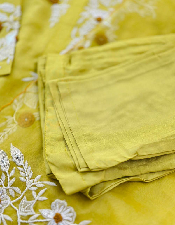 Elegance Redefined – READY TO WEAR HANDWORK KURTI SET (MUL CHANDERI) WITH ORGANZA DUPATTA ✨