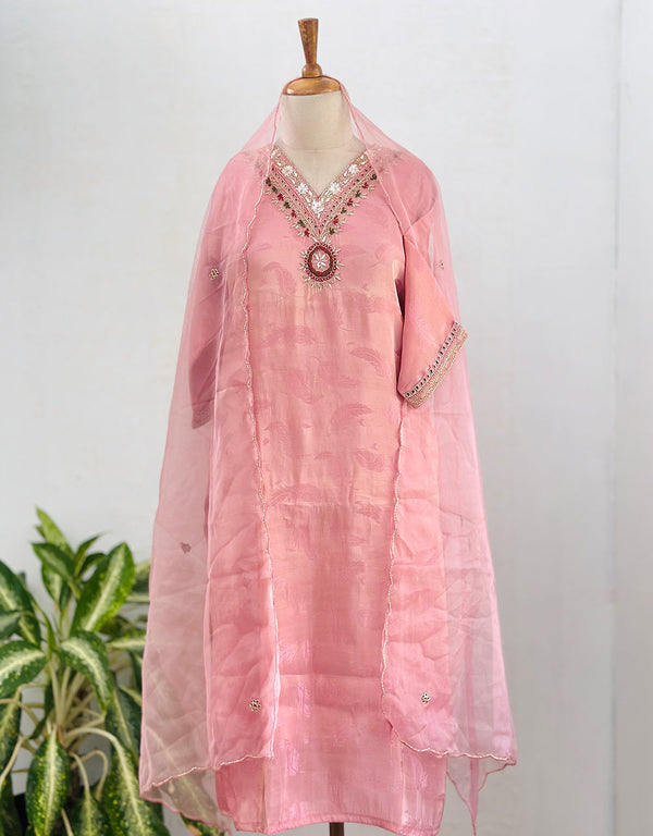 Ready-to-Wear Tissue Silk Handwork Kurti Set – Elegance in Every Detail ✨