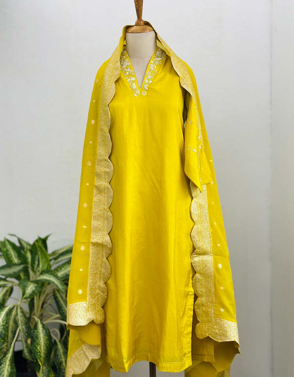 Ready-to-Wear Russian Dola Silk Hand Work Kurti Set – Timeless Elegance & Luxury ✨