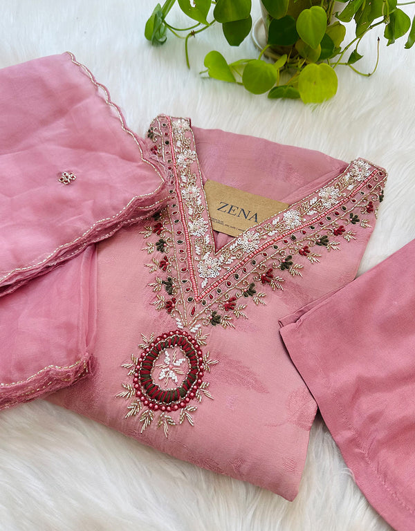 Ready-to-Wear Tissue Silk Handwork Kurti Set – Elegance in Every Detail ✨