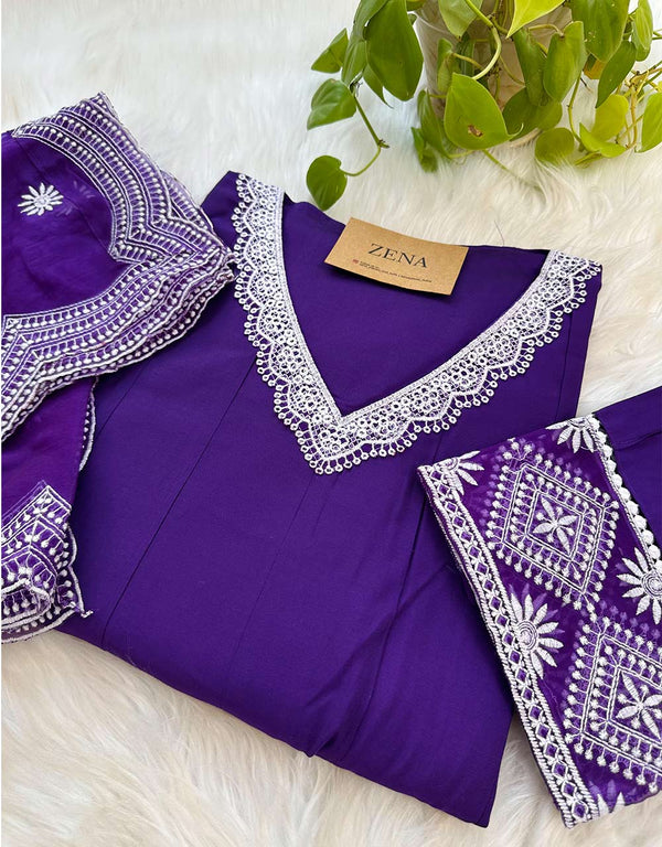 Graceful Charm – READY TO WEAR MUL COTTON KURTI SET WITH ORGANZA DUPATTA ✨