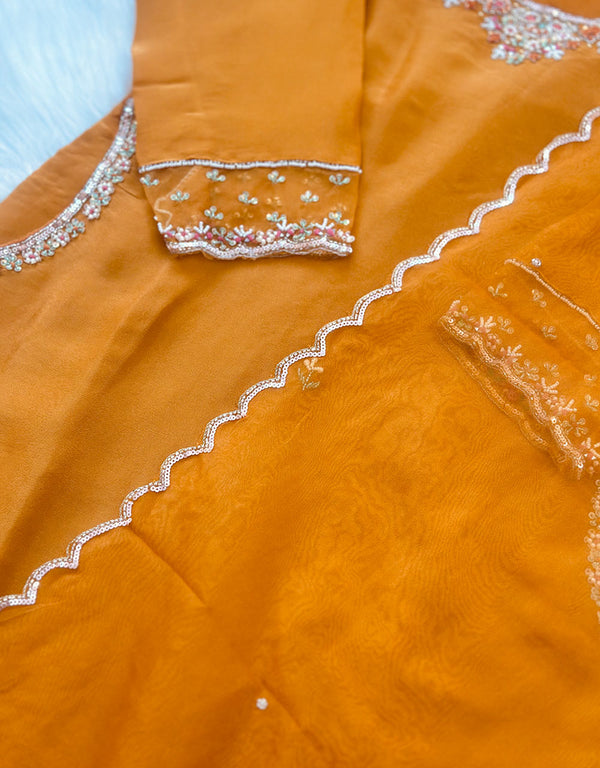 Tissue Silk Ready to Wear Kurti Set with Organza Dupatta – Timeless Grace & Luxury ✨