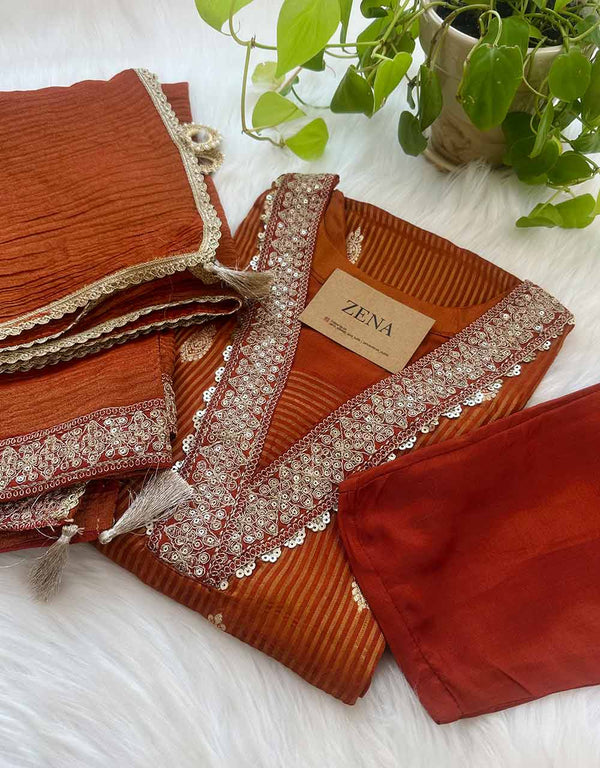 Tissue Silk Ready to Wear Hand Work Kurti Set – Effortless Elegance & Luxury ✨