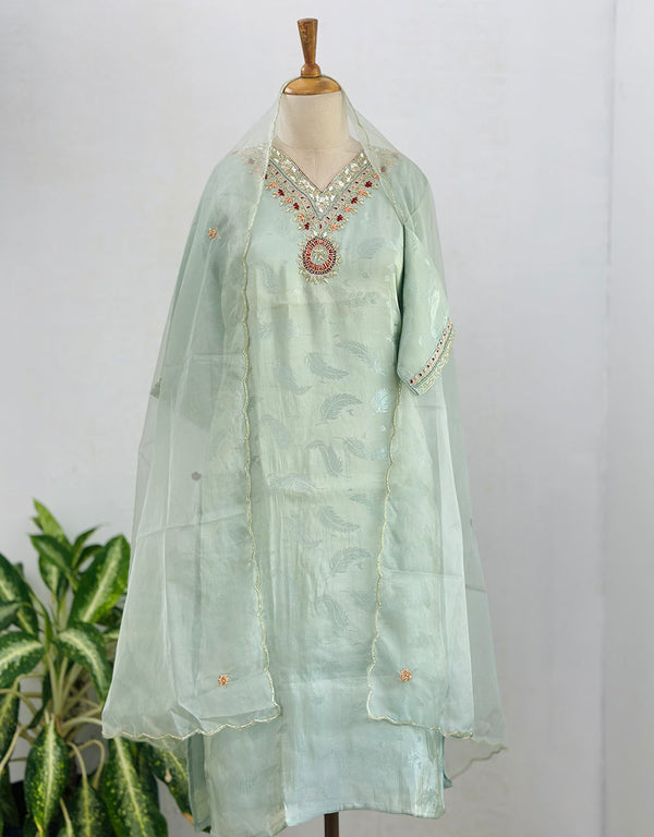 Ready-to-Wear Tissue Silk Handwork Kurti Set – Elegance in Every Detail ✨