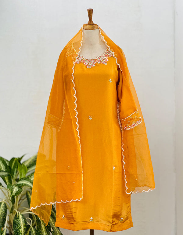 Tissue Silk Ready to Wear Kurti Set with Organza Dupatta – Timeless Grace & Luxury ✨