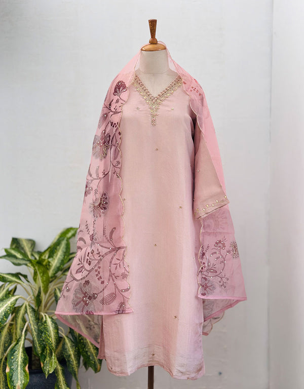 Tissue Silk Ready-to-Wear Hand Work Kurti Set β¨
