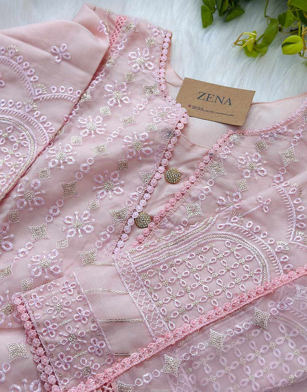 Z362-Ready-to-Wear Organza Kurti Set with Organza Dupatta - Sheer Elegance 🌸