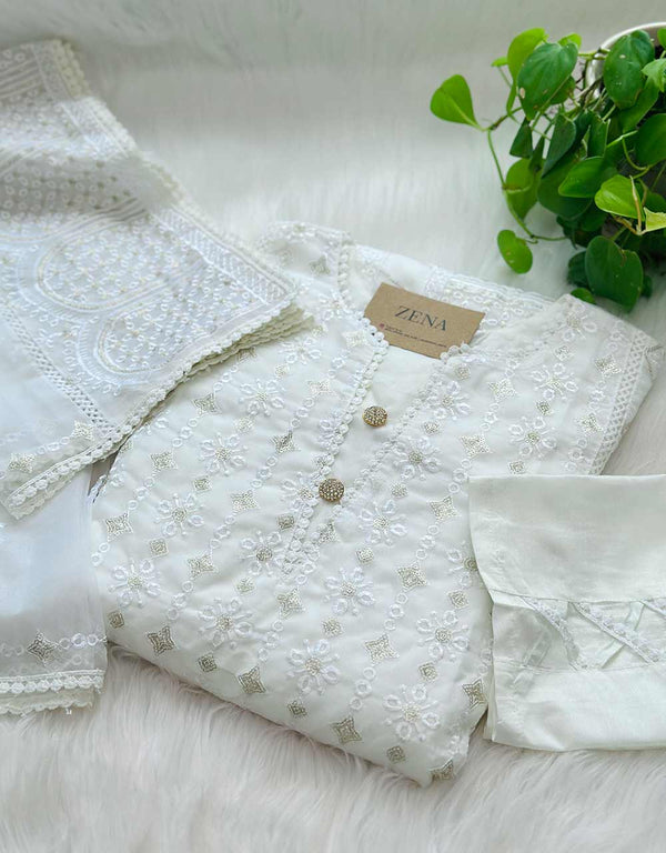 Z362-Ready-to-Wear Organza Kurti Set with Organza Dupatta - Sheer Elegance 🌸