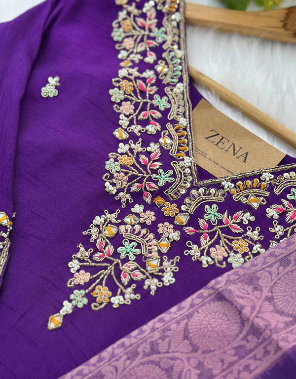 Pure Dola Silk Ready-to-Wear Kurti Set with Organza Dupatta & Banarasi Border - Luxurious Charm ✨