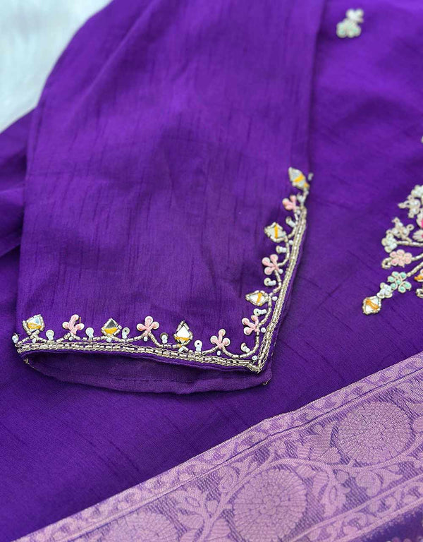 Pure Dola Silk Ready-to-Wear Kurti Set with Organza Dupatta & Banarasi Border - Luxurious Charm ✨