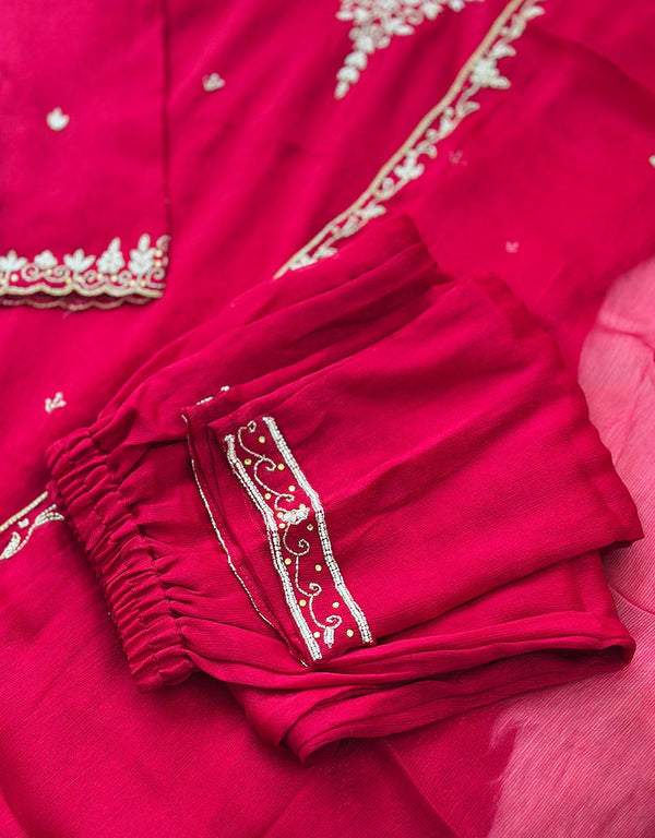 Ready to Wear Chinnon Hand Work Kurti Set ✨