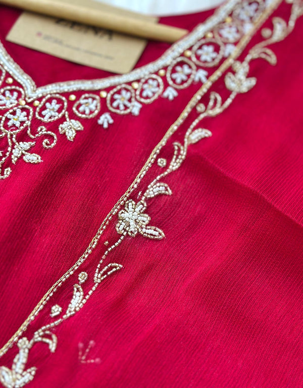 Ready to Wear Chinnon Hand Work Kurti Set ✨