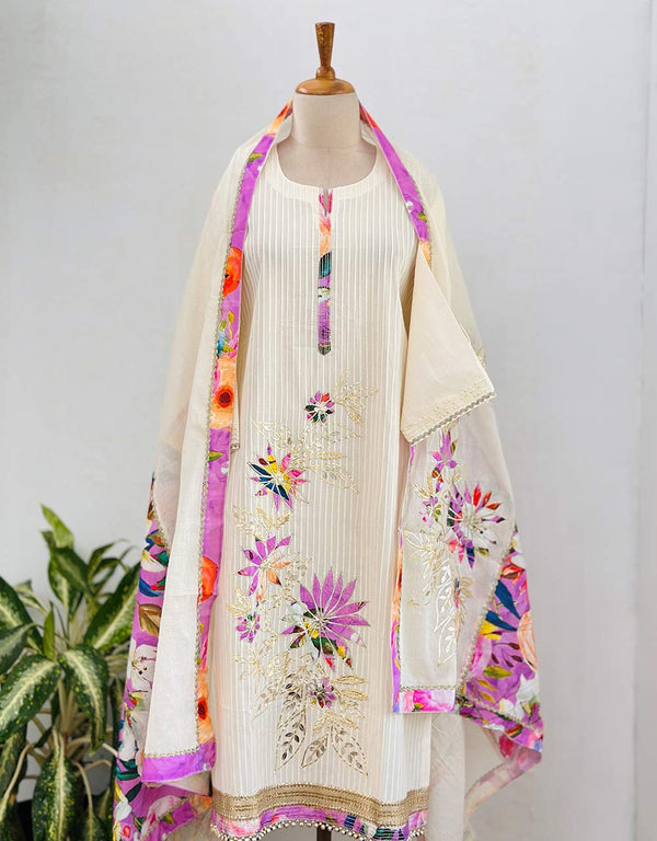 Timeless Elegance – READY TO WEAR COTTON HAND WORK KURTI SET ✨