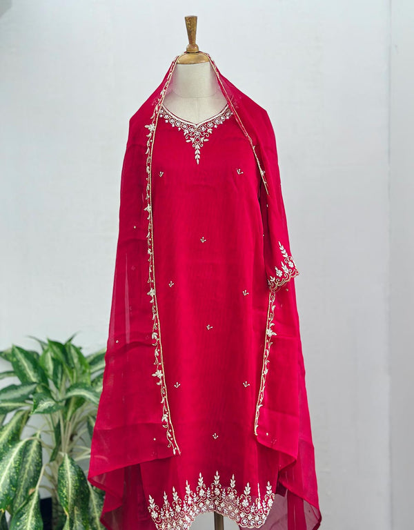 Ready to Wear Chinnon Hand Work Kurti Set ✨