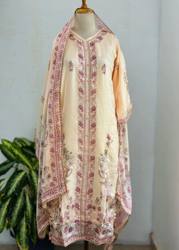 Ready to Wear Fandy Silk Kurti Set with Hand Detailing – Effortless Festive Elegance