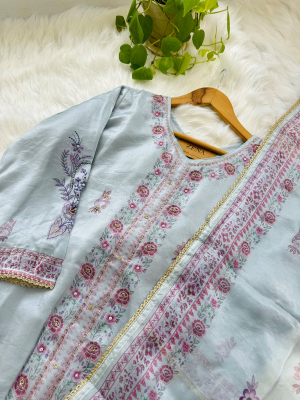 Ready to Wear Fandy Silk Kurti Set with Hand Detailing – Effortless Festive Elegance