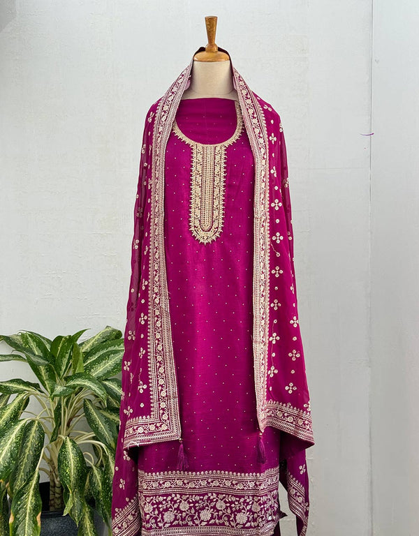 Unstitched Silk Party Wear Suit Fabric – Luxurious & Customizable Elegance ✨