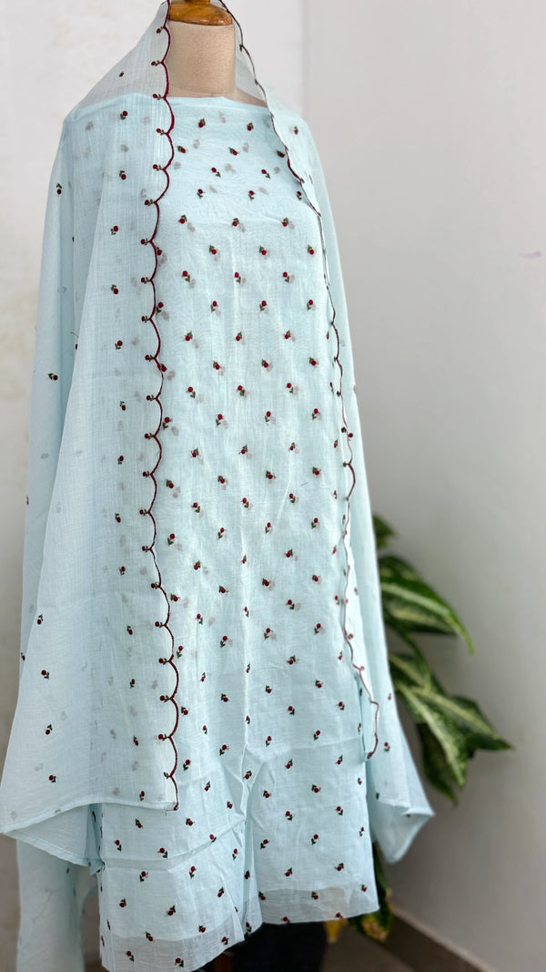 Mul Chanderi Embroidered Unstitched Suit – Redefining Ethnic Elegance