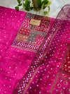 Unstitched Organza Digital Printed Suit with Mirror Work – Lightweight Festive