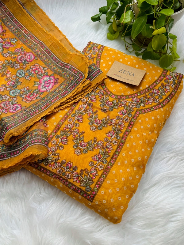 Viscose Organza Unstitched Partywear Suit with Dupatta – Elegant Festive Set