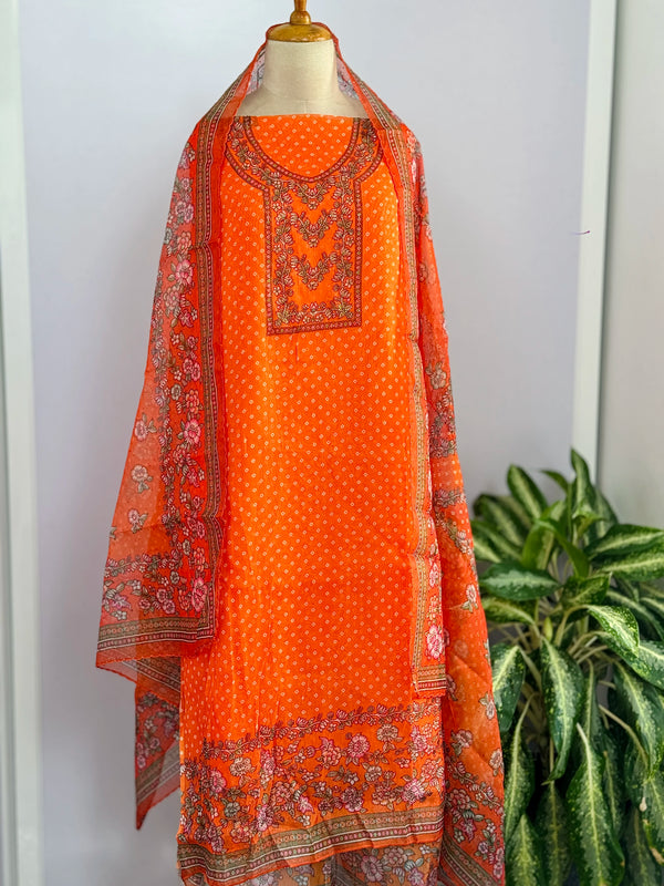 Viscose Organza Unstitched Partywear Suit with Dupatta – Elegant Festive Set