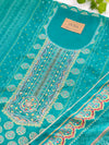 Unstitched Pure Muslin Digital Print Suit with Aari & Jarkan Diamond Work – Luxe Ethnic Fabric Set